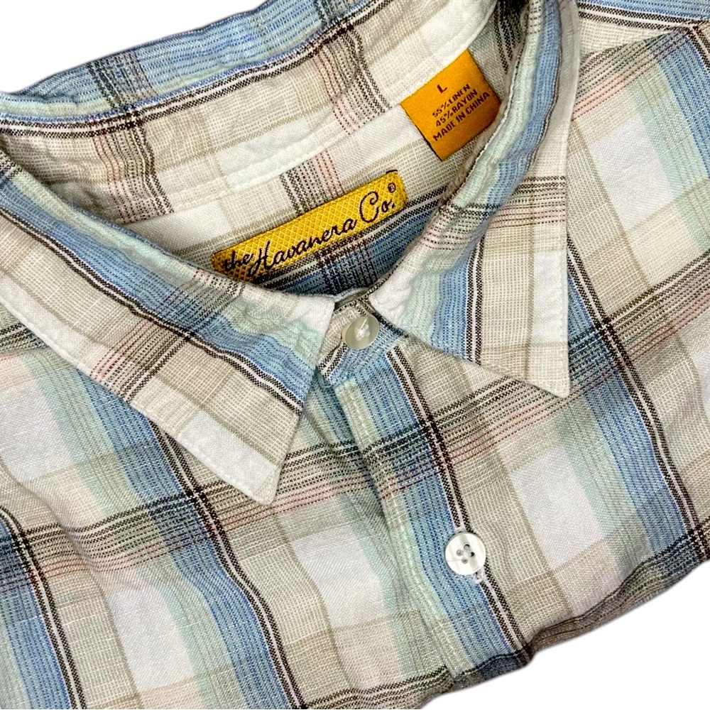 ~ The Havana Co. Men's Blue Plaid Shirt Size Large